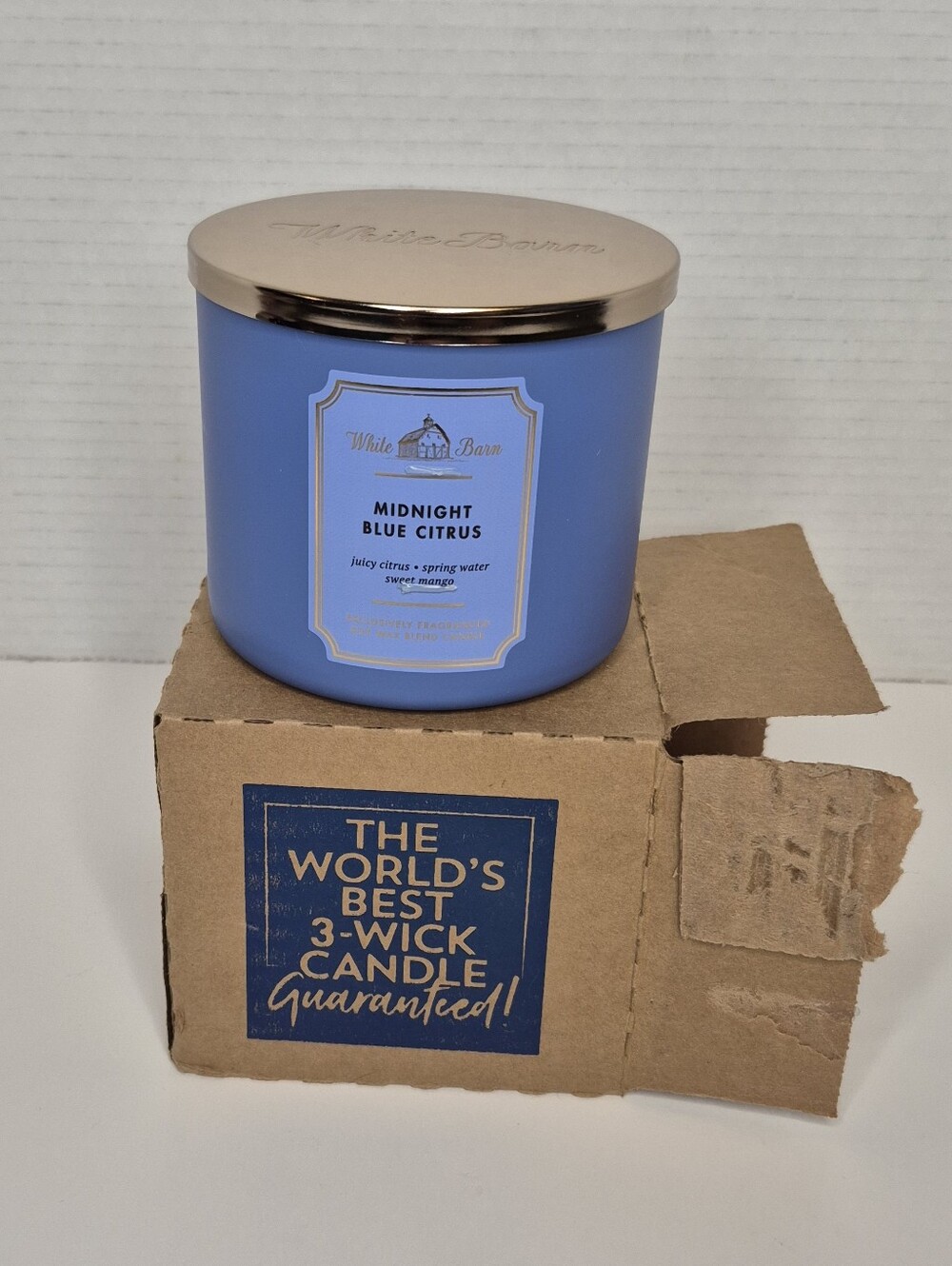 Midnight Blue Citrus White Barn 3 Wick Candle Bath & Body Works NWT NOB